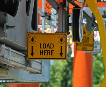 yellow load here signage