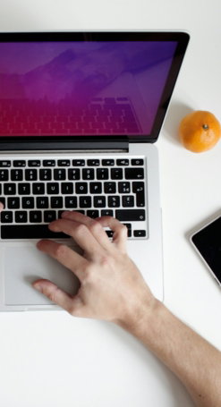 person using laptop computer